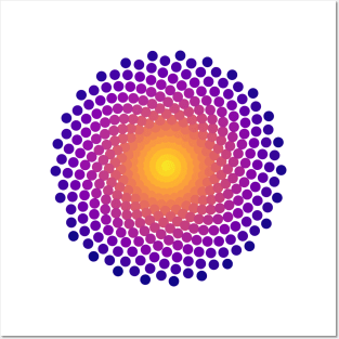 Dot Mandala | Dark Sunset Yellow Red Blue Posters and Art